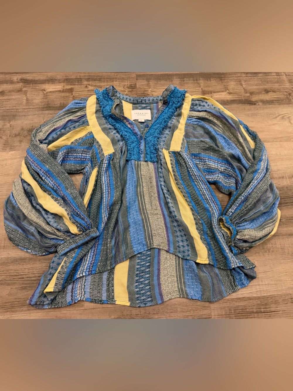 The Shirt by Rochelle Behrens Boho Stripe Peasant Blouse